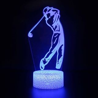 Golfspiller 3D lampe med 16 lysfarver - dæmpbar